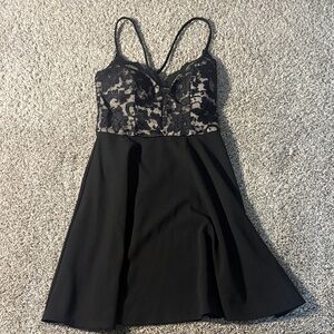 My Michelle Black Lace Bustier Chemise with A-Line Skirt